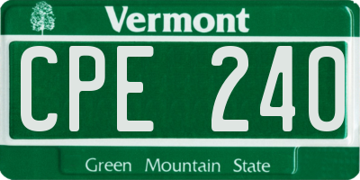 VT license plate CPE240