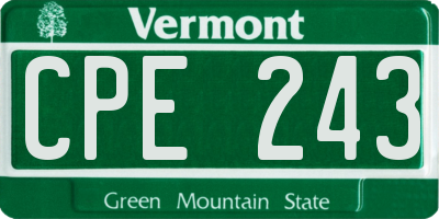 VT license plate CPE243