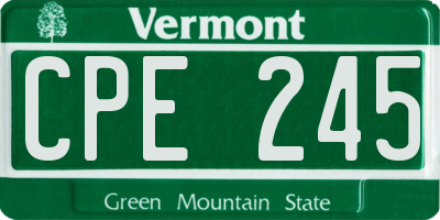 VT license plate CPE245