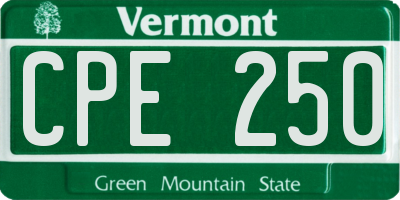 VT license plate CPE250