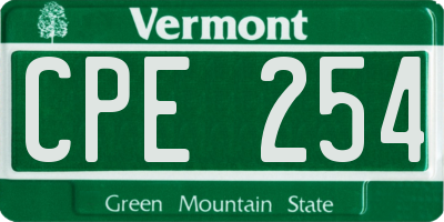 VT license plate CPE254