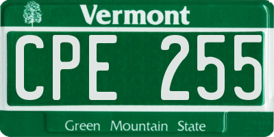 VT license plate CPE255