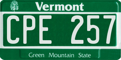VT license plate CPE257