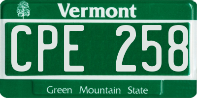 VT license plate CPE258