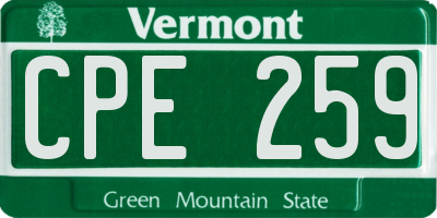 VT license plate CPE259