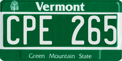 VT license plate CPE265