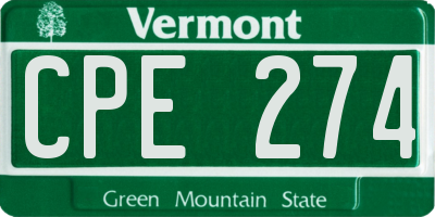 VT license plate CPE274