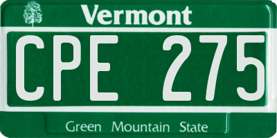 VT license plate CPE275