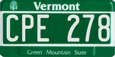 VT license plate CPE278