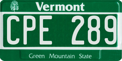 VT license plate CPE289