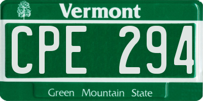 VT license plate CPE294