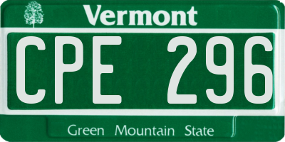 VT license plate CPE296