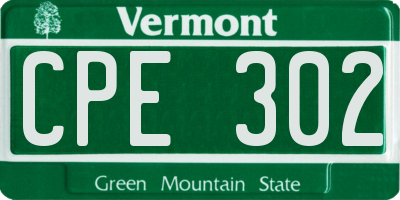 VT license plate CPE302