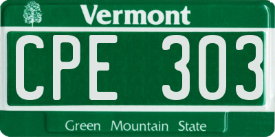 VT license plate CPE303