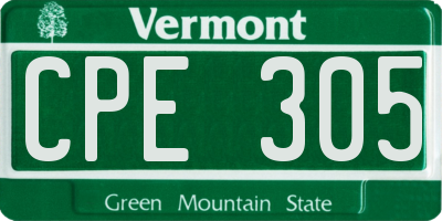 VT license plate CPE305