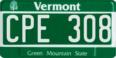 VT license plate CPE308