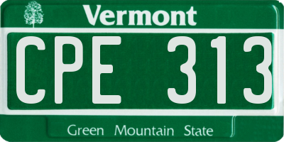VT license plate CPE313