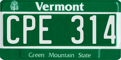 VT license plate CPE314