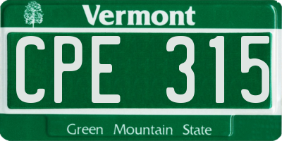 VT license plate CPE315