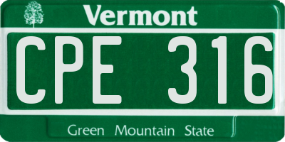 VT license plate CPE316