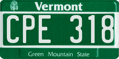 VT license plate CPE318