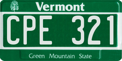 VT license plate CPE321