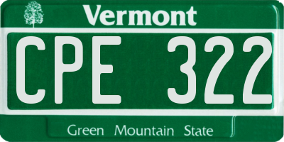 VT license plate CPE322