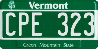 VT license plate CPE323