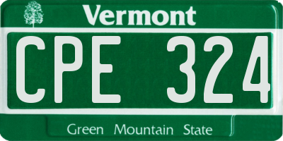 VT license plate CPE324