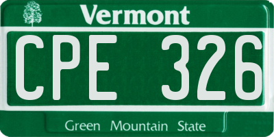 VT license plate CPE326
