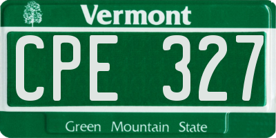 VT license plate CPE327