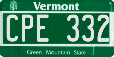 VT license plate CPE332