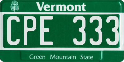 VT license plate CPE333
