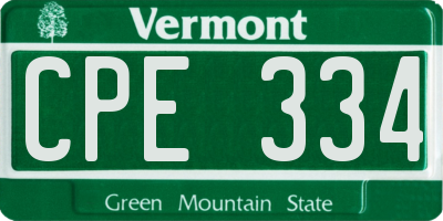 VT license plate CPE334