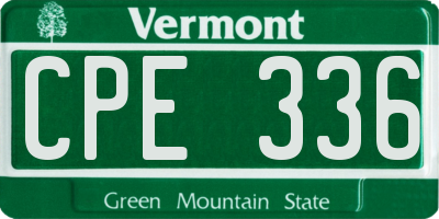 VT license plate CPE336