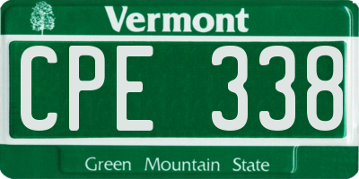 VT license plate CPE338