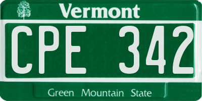 VT license plate CPE342