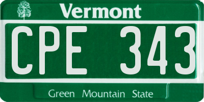VT license plate CPE343