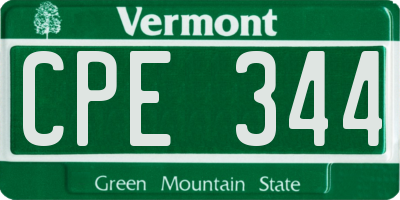 VT license plate CPE344