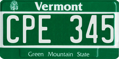 VT license plate CPE345