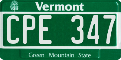 VT license plate CPE347