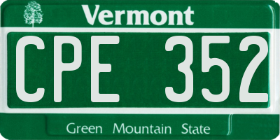 VT license plate CPE352