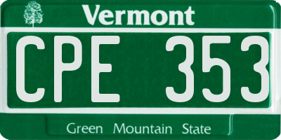 VT license plate CPE353