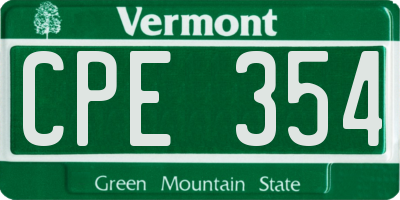 VT license plate CPE354