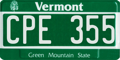 VT license plate CPE355