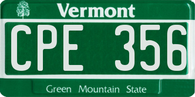 VT license plate CPE356