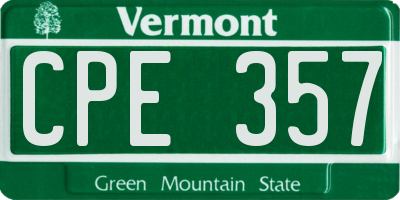 VT license plate CPE357