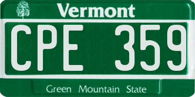 VT license plate CPE359