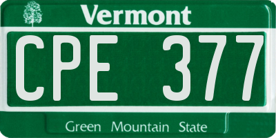 VT license plate CPE377