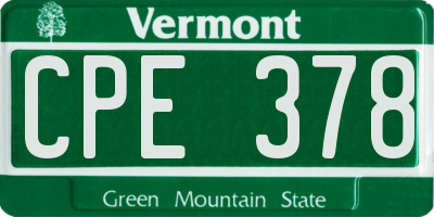 VT license plate CPE378